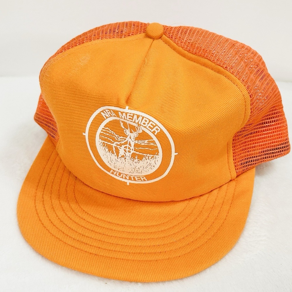 NRA Member‎ Hunter Vintage USA Trucker Hat Cap Adjustable Snapback Orange